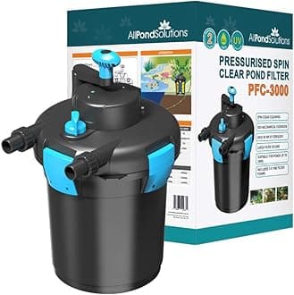 – Pressurised Koi Fish Pond Filter with UV Steriliser - 2-in-1 Biological & Mechanical UV Pond Filter System - Easy to Clean & Maintain - for Outdoor Ponds Up to 3000 litres - PFC-3000