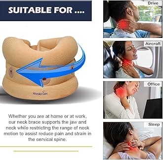 Wonder Care Neck Brace for Sleeping Cervical Collar Adjustable Neck Support Brace Relief Cervical Spine Pressure Ideal for Travel, Office Workers & Neck Injury Recovery, Large