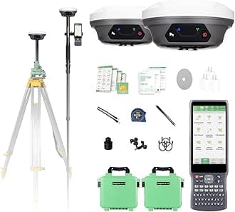 E1 Lite GNSS RTK Surveying Equipment, RTK GNSS GPS with IMU Rover & Base, GPS RTK Handheld Collector with Software, 1cm Accuracy, 1408 Channels, 60° Tilt Survey, 10-15km UHF Range