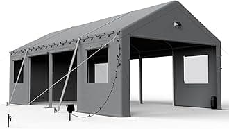 13x25 Carport Canopy, Heavy Duty Car Ports with Sidewalls, Portable Garage Carports with Roll Up Zipper End & Side Doors, Grey
