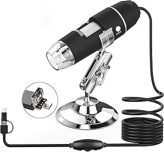 Upgrade 1000x HD 3 in 1 USB Digital Microscope, with 8 LED, Mini Magnification Endoscope with Type-C OTG Adapter and Metal Stand