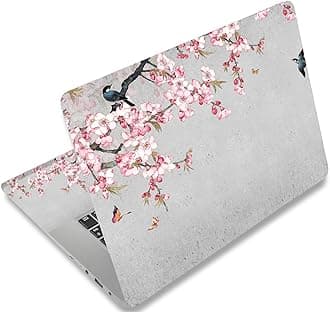 Laptop Skin Sticker Decal 15-15.6 Inches, Universal Reusable Vinyl Sticker for 12.1 13 13.3 14 15.4 Inches Netbook/Notebook PC, Waterproof & Scratch-Resistant (Birds, Pink Flowers)