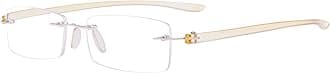 Reading Glasses by Eyekepper: Small Lenes Rimless Reading Glasses Women - Frameless Reader Eyeglasses for Men Reading with Yellow Arms +3.50