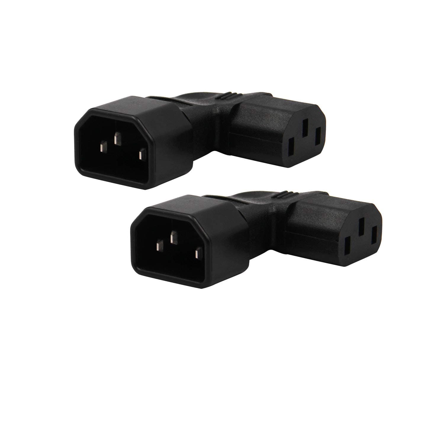 2-Pack Right Angle IEC C14 to C13 Power Adapter PDU Power Extension for LCD LED TV Wall Mount
