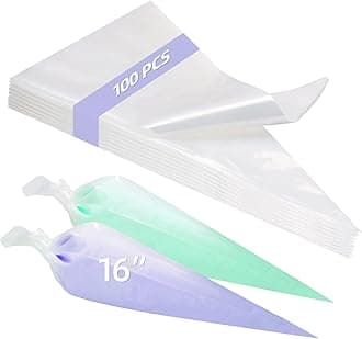 16-Inch Piping Bags Disposable 100 PCS- Extra Thick Pastry Bags Tipless Icing Bag for Decorating Cake, Cupcakes, Cookies