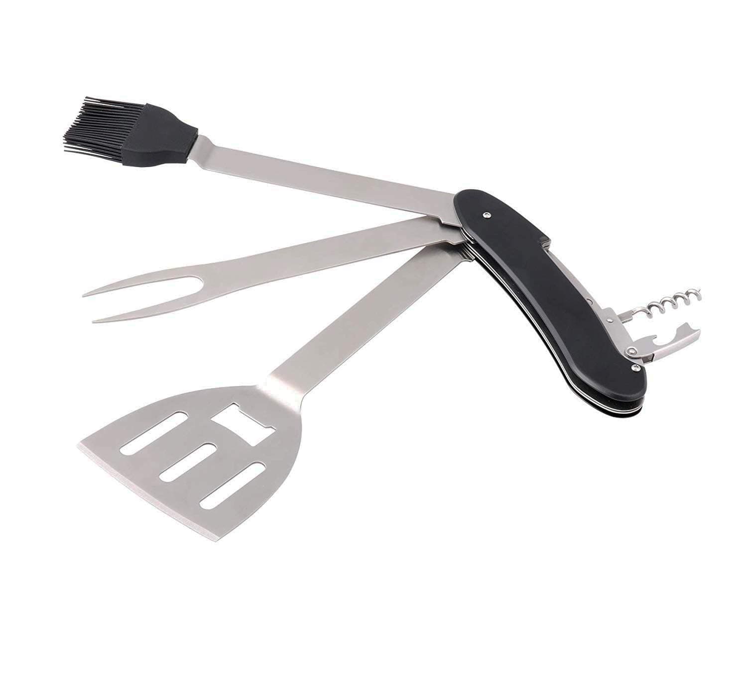 5 in 1 Portable BBQ Grilling Tool Silicone Brush Set Barbecue Accessories for Grilling & Marinating Wine Opener