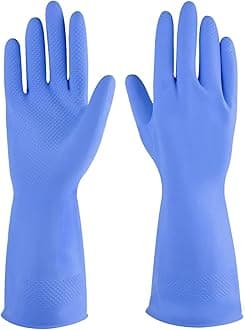 AM SAFE-X Heavy Duty Household Cleaning Rubber Hand gloves, Dishwashing Gloves, Kitchen Cleaning, Working, Painting, Gardening, Pet Care, 3 Pair, Large, Blue