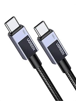 UGREEN USB-C Cable Type-c【PD 100W/5A Ultra Fast Charge】with E-Marker Chip, Bundle Tie, High-Durability Nylon Braid, Type-C Compatible with iPhone 17/16/15 Series, Galaxy S24 Series, iPad, MacBook