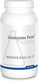 Biotics Research Intenzyme Forte™ Proteolytic Pancreatic Enzymes, Pancreatin, Bromelain, Papain, Lipase, Amylase–Supplement Supports Healthy Protein Digestion–Immune & Circulatory Function 500 Tablets