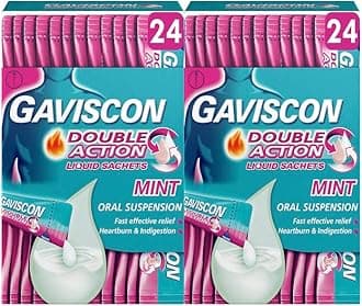 Double Action Heartburn & Indigestion Relief Mint Flavour Liquid Sachets 10ml, Pack of 48