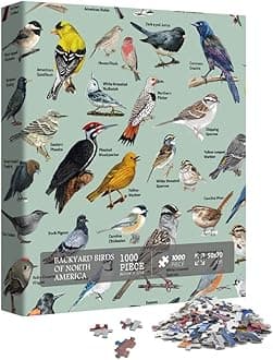 Bird Puzzle for Adults 1000 Pieces and Up, Backyard Birding Puzzle Collects 47 Backyard Birds of North America, Birds Theme Jigsaw Puzzles for Bird Lover