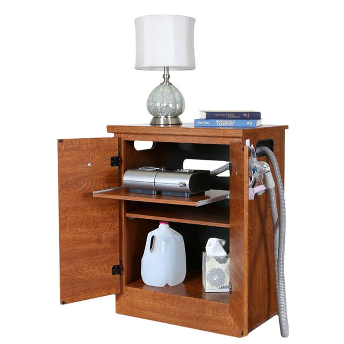 Heritage Oak CPAP Nightstand with Moisture Resistant Surfaces