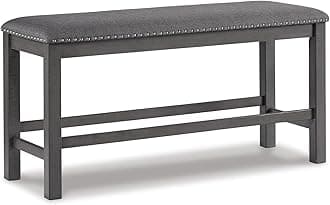 Signature Design by Ashley Myshanna Farmhouse Upholstered 24" Dining Bench, Dark Gray