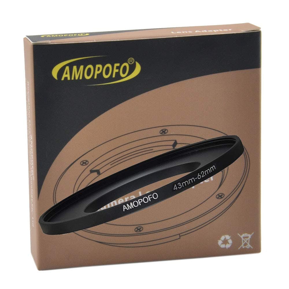 Metal Step Up Ring Adapter 43mm to 62mm Step-Up Lens Adapter Ring for Filters, Made of CNC Machined Space Aluminum with Matte Black Electroplated Finish…