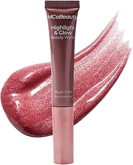 MCoBeauty - Highlight and Glow Beauty Wand - Buildable Liquid Highlighter - Blush Glow Shade - Liquid Cream with Cushion Applicator for Soft, Radiant Finish - Highlighters Makeup
