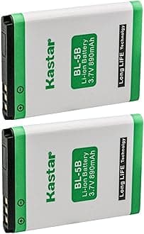 Kastar BL-5B Battery 2-Pack Replacement for Nok 2610 3220 3230 5140 5140i 5200 5300 5500 5500 Sport 6020 6021 6061 6070 6080 7260 7360 N80 N90 5070 6060 6120 Classic 6121 Classic 6124 Classic 5320