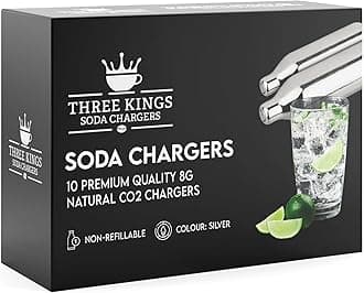 Three Kings CO2 Cartridge Chargers - Non-Threaded Natural Gas Bulb Chargers - Soda Syphon Cartridges - Pack of 60