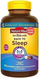 Natures Mades Wellblends Back to Sleep, 120 Fast Dissolve Tablets Bundle | 3-in-1 Blend to Provide Fast Acting Sleep Support | Low Dose Melatonin 1mg | 120 Day Supply