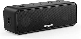 Soundcore 3 by Anker Soundcore, Bluetooth Speaker with Stereo Sound, Pure Titanium Diaphragm Drivers, PartyCast Technology, BassUp, 24H Playtime, IPX7 Waterproof, App, Custom EQ, Home, Outdoor, Beach
