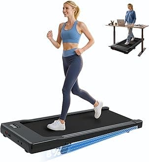 DeerRun Under Desk Walking Pad Treadmill for Home & Office, 6% Manual Incline, 2.5 HP, 0.6–3.8 MPH Walking Speed, 300 lb Capacity, App & Remote Control