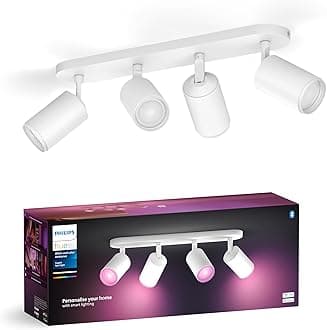 Philips Hue White & Color Ambiance Fugato Spot 4 flg White 4x350lm, Dimmable, 16 Million Colors, App Controllable, Compatible with Amazon Alexa (Echo, Echo Dot)
