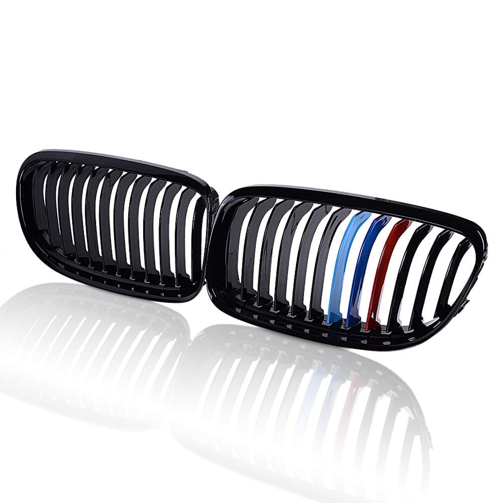 runmade Left Right Front Kidney Grille Grill Glossy Black W/M Color Compatible with BMW 2009 2010 2011 E90 316i 318i 320i 323i 325i 328i 330i 335i