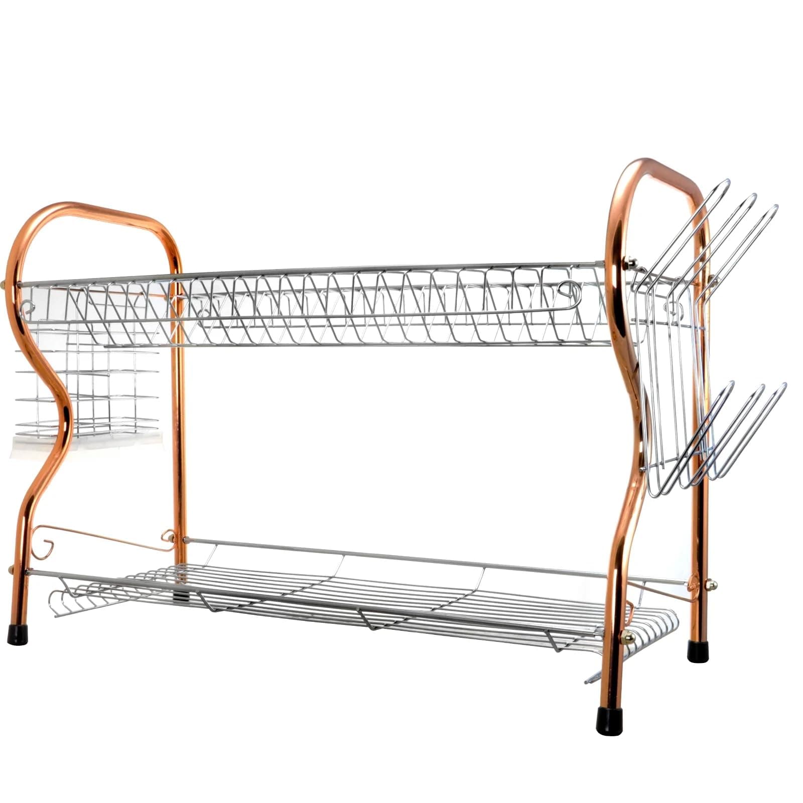 2-Tier 22 in. Chrome Plated Dish Rack in copper