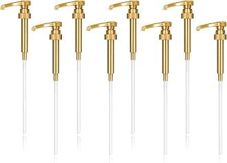 8 Pieces Syrup Pumps, Coffee Syrup Dispenser Pump, Flavor Syrup Pump Fits 750ml Bottles for Coffee Syrups Snow Cones Caramel Flavorings Bottle (Gold)