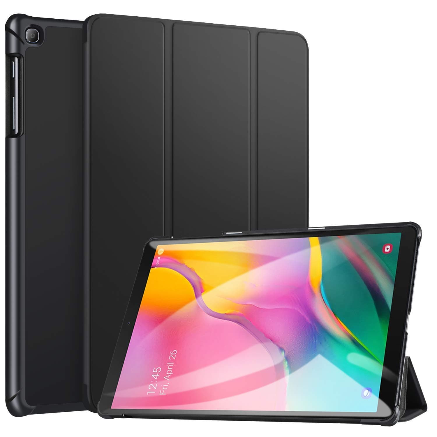 Smart Trifold Hard Back Flip Stand Case for Samsung Tab A 10.1 Back Cover T510/T515 10.1 inch 2019 - Black