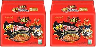 SamyangBuldak Hot Chicken Ramen, Korean Stir-Fried Instant Noodle, 2X Spicy, 4.94 OZ(140g), Pack of 10