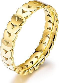 JINEAR 3mm Wedding Bands for Women Eternity Ring 18K Gold Plated Cubic Zirconia Engagement Rings Stackable Anniversary Promise Statement Ring Gift for Her Size 5 to 10