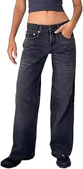 Women's Y2K Baggy Jeans Trendy Low Rise Jeans Casual Straight Leg Jeans Loose Boyfriend Denim Pants Fall Outfits
