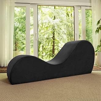 Velvet Tantric Chaise Lounge Chair, 1 Seater Yoga Chaise Lounge, Chaise Sofa Modern Lounge, Relaxing Chaise Lounge Chair, Loveseats and Chaises (Black)