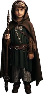 HOMELEX Renaissance Costume for Boys - Kids Medieval Cloak With Hood Halloween Ranger Wizard Elven Hooded Cape Robe