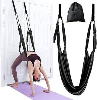 Yoga Stretching Strap, Adjustable Height Leg Stretcher Waist Back Stretch Band Aerial Yoga, Anti-gravity Inversion Exercises Door Flexibility Tensile Trainer for Rehab Pilates Dance Splits