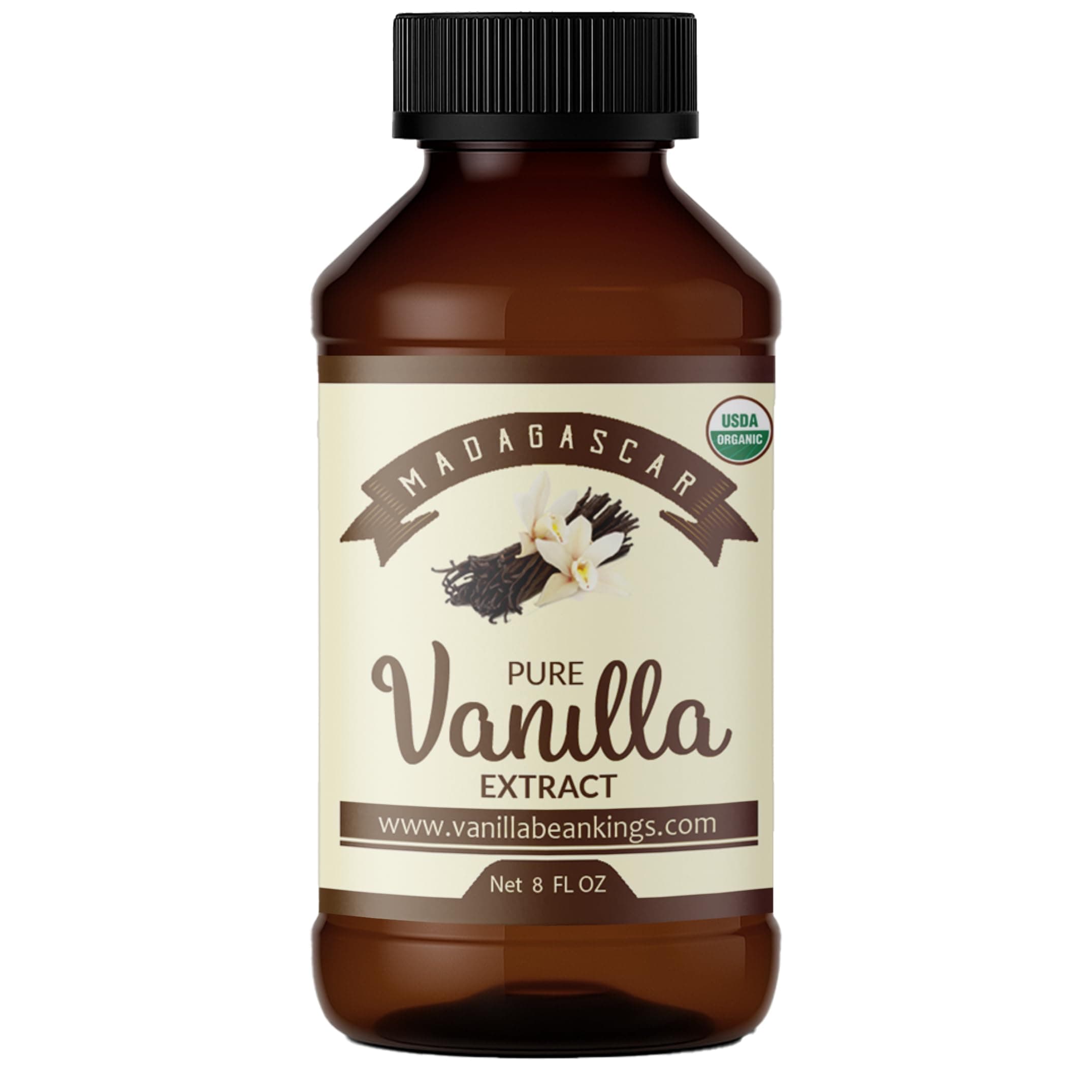 Organic Vanilla Extract - Made with Madagascar Vanilla Beans - 8 fl oz – For Baking, Desserts, Home Cooking and Chefs