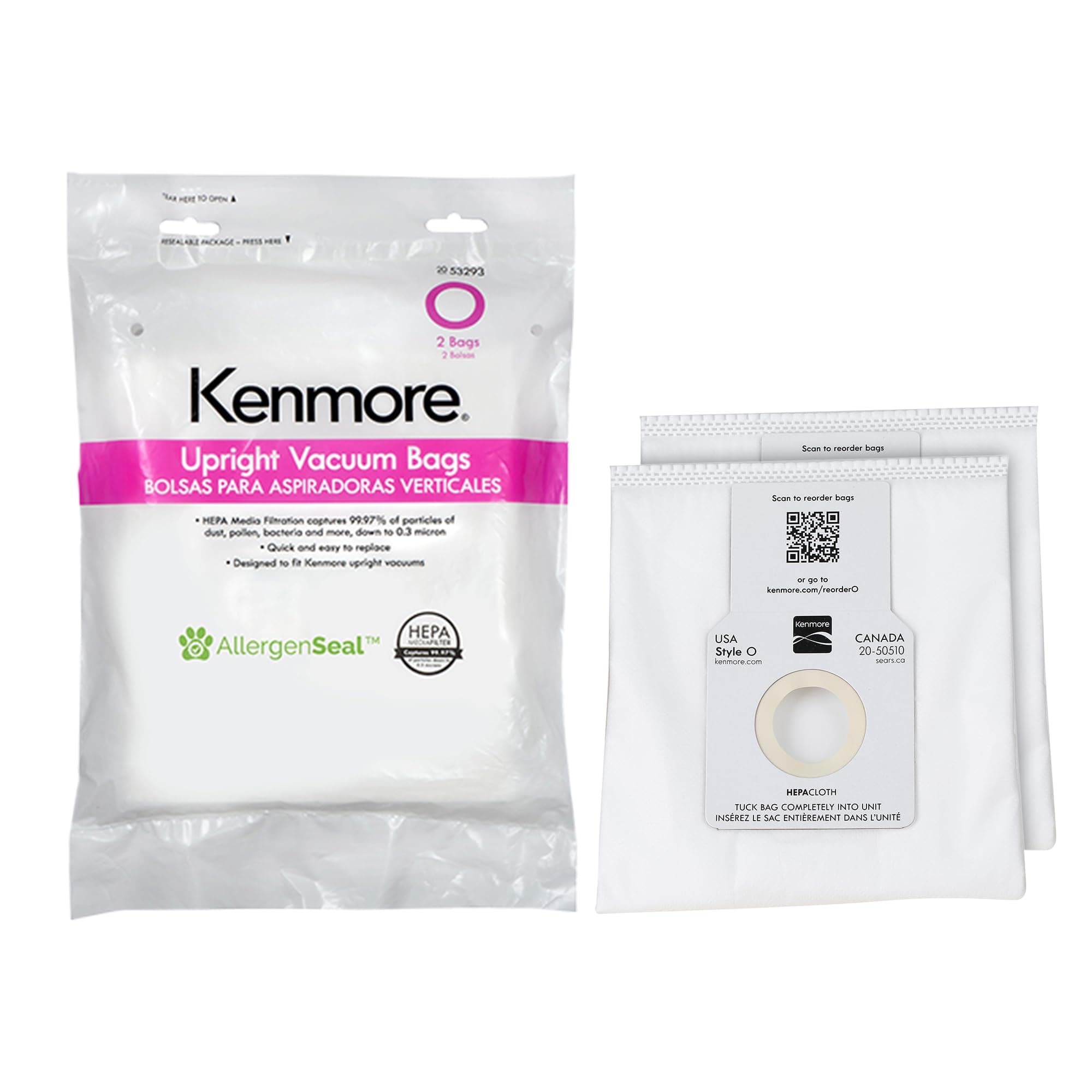 Kenmore 53294 Style O HEPA Cloth Vacuum Bags for Kenmore Upright Vacuum Cleaners 6 Pack