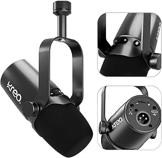 Kreo Kast Dynamic Mic, XLR/USB, for Podcasting, Gaming, Streaming, Recording, Durable All Metal Body with Dynamic Mic with Cardioid Pickup Pattern, Focused Recording, Noise Filtering (Kast, Black)
