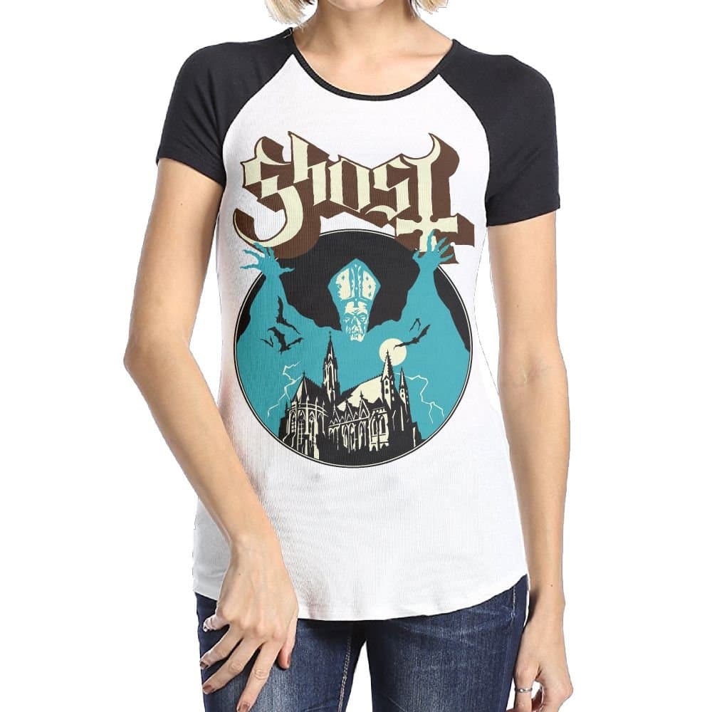 OLEKSANDR Ghost Opus Eponymous Women's Short Sleeve Raglan Baseball Tee Black
