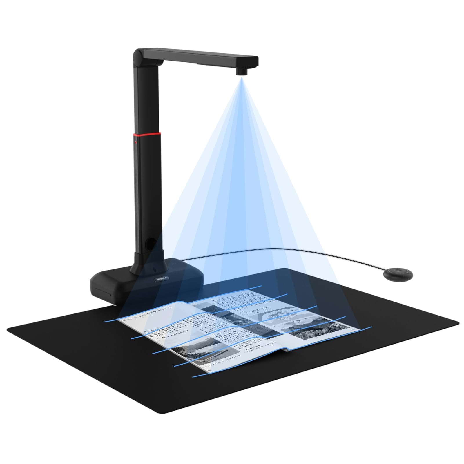 VIISAN Document Scanner - USB Document Camera with Max Capture Size A2, 130 Languages OCR, Auto-Flatten & Deskew Tech, Fingerprint Removal Tech, Fast Scan 1.5s/Page, 26MP Book Scanner for Mac/Windows