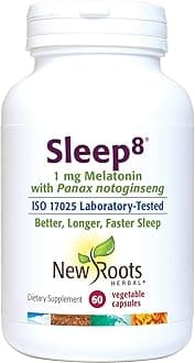 NEW ROOTS HERBAL Sleep Supplement, with Passion Flower, Chamomile, Hops, Panax Gingseng, Skullcap, Magnesium, Melatonin (60 Veg Caps) | Natural Sleep Aid
