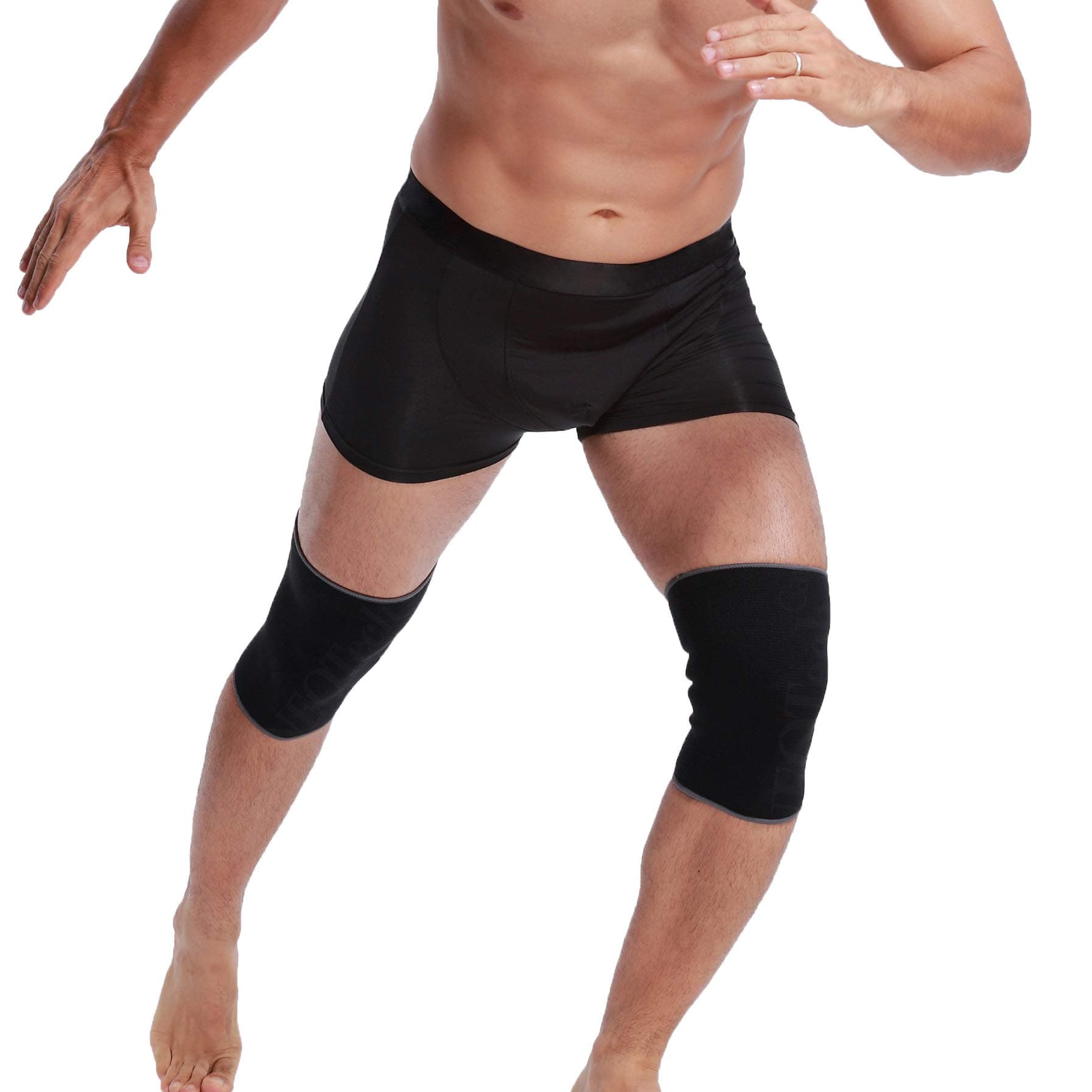 Neotech Care Knee Sleeve (1 Pair) - Light, Elastic, Thin, Flexible & Breathable Fabric - Medium Compression - Support Band for Men, Women, Youth - Right or Left Leg - Black Color (Size L)