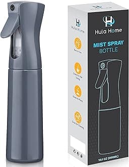 Hula Home Continuous Spray Bottle (10.1oz/300ml) Empty Ultra Fine Plastic Water Mist Sprayer – For Hairstyling, Cleaning, Salons, Plants, Essential Oil Scents & More - Gray