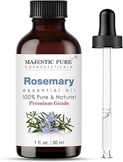 Majestic Pure Essential Oil with Glass Dropper - 100% Pure and Natural - Essential Oils for Diffuser, Aromatherapy, Soap and Candle Making, Rosemary Essential Oil, Rosemary Oil, 1 Fl Oz