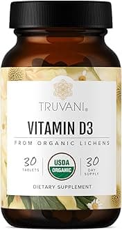 Organic Vitamin D3 - Plant-Based, USDA Organic, Gluten-Free, Non-GMO, Vegan D3 Supplement - Supports Bone, Immune & Brain Health - 30 Tablets