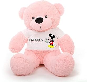Hug'n'Feel® Soft Toys Big Teddy Bear Wearing I'm Sorry T-Shirt 6 feet Pink T Shirt_ I'm Sorry Plush & Stuffed Toys