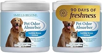 SMELLS BEGONE 15oz Gel Pet Odor Eliminator - Absorb & Remove Strong Odors from Pets, Cat Litter, Dog Poop, Urine Smells - Eliminate Whole Home Odors with Essential Oils (2-Pack, Pet Soothing Breeze)