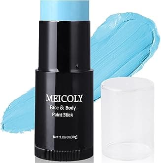 Light Blue Face Body Paint Stick(1.06 Oz),Baby Blue Face Paint Sadness,Sweatproof Waterproof Pale Blue Body Paint for Corpse Bride Halloween SFX Avatar Sally Makeup,Eye Black Stick
