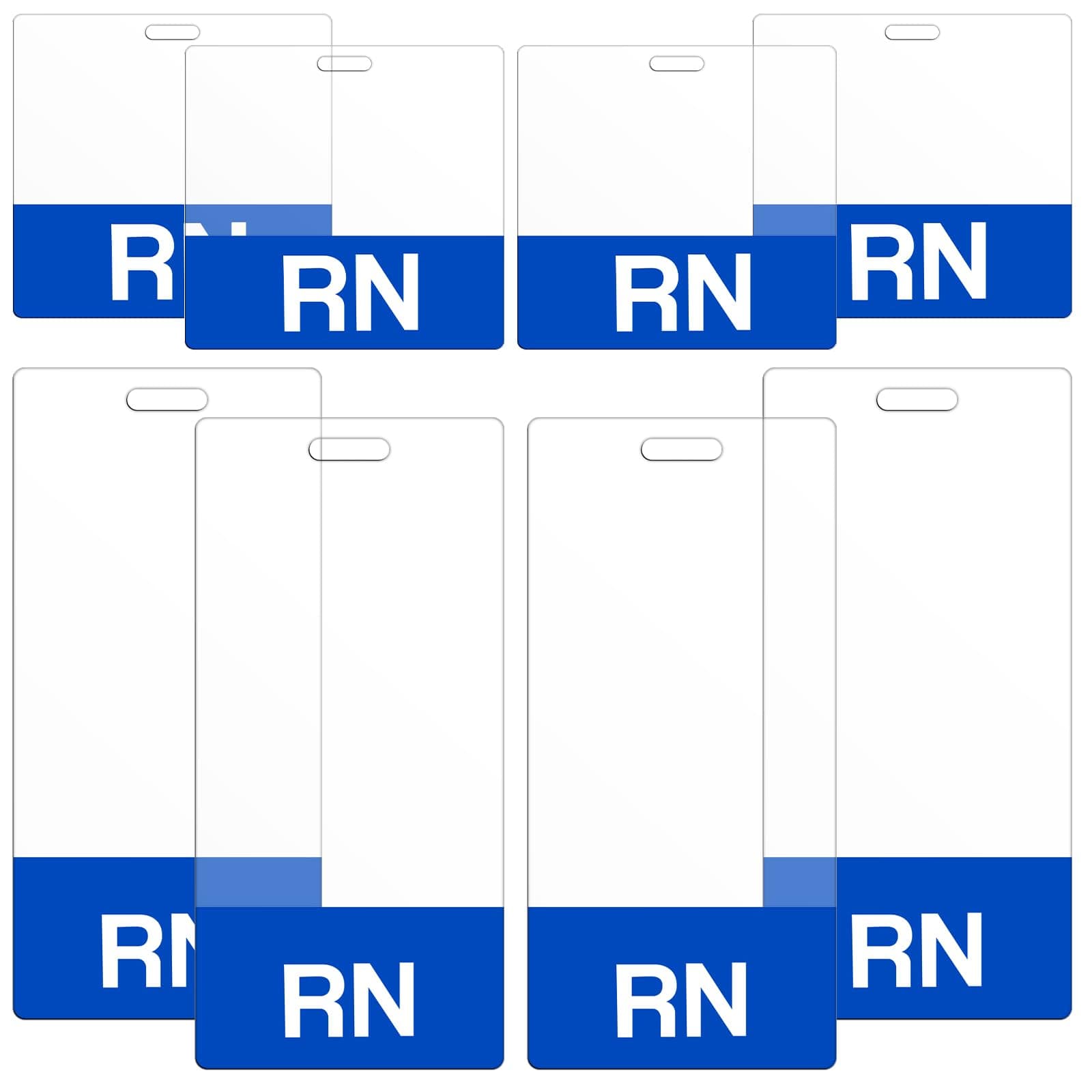8 Pieces RN Badge Buddy 2 Size Horizontal Vertical Heavy Duty Badge Tags for Resident Nurses Double Sided RN Badge Identification Card PVC Nurse Badge RN Badge ID Card for Resident Nurse (Blue)