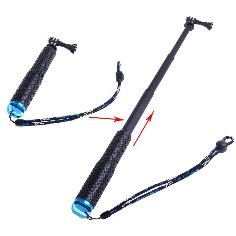Carry360 7.5"-17.7"/19cm-45cm Adjustable Handheld Extension Pole Monopod for Gopro HD Hero1 Hero2 Hero3 Hero3+ Hero4 Camera with Adjustable Wriststrap Blue
